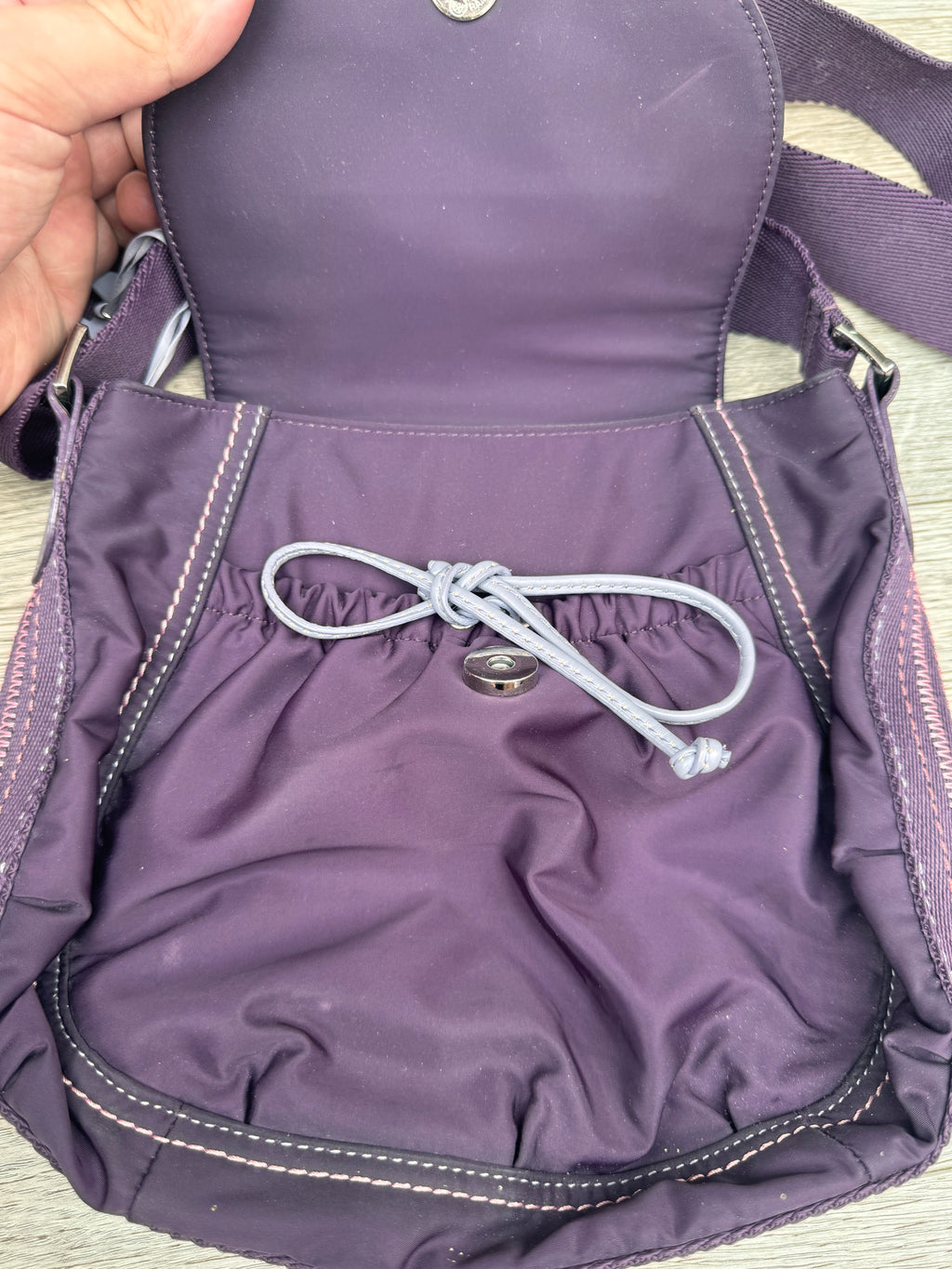 Radley Womens Purple Crossbody Shoulder Bag Nylon Leather Trim Dog Charm Plum