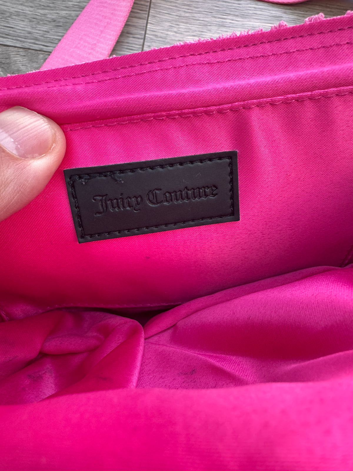 Juicy Couture Pink Terry Towelling Shoulder Crossbody Bag Y2K JC Monogram Logo