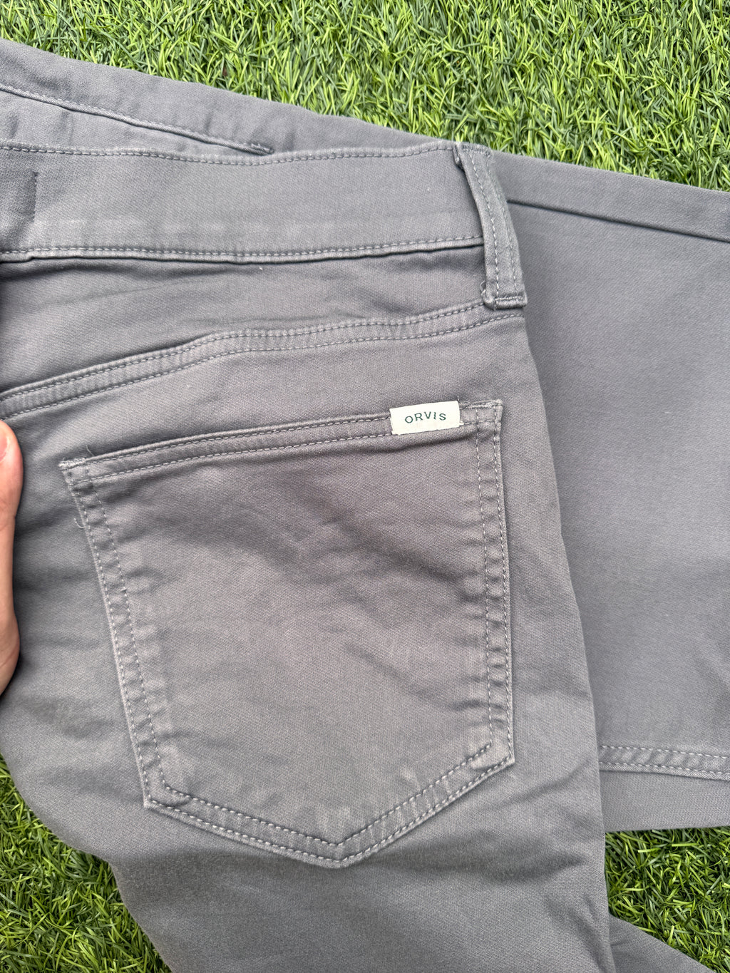 Orvis Mens Trousers W32 L34 Grey Straight Leg Cotton