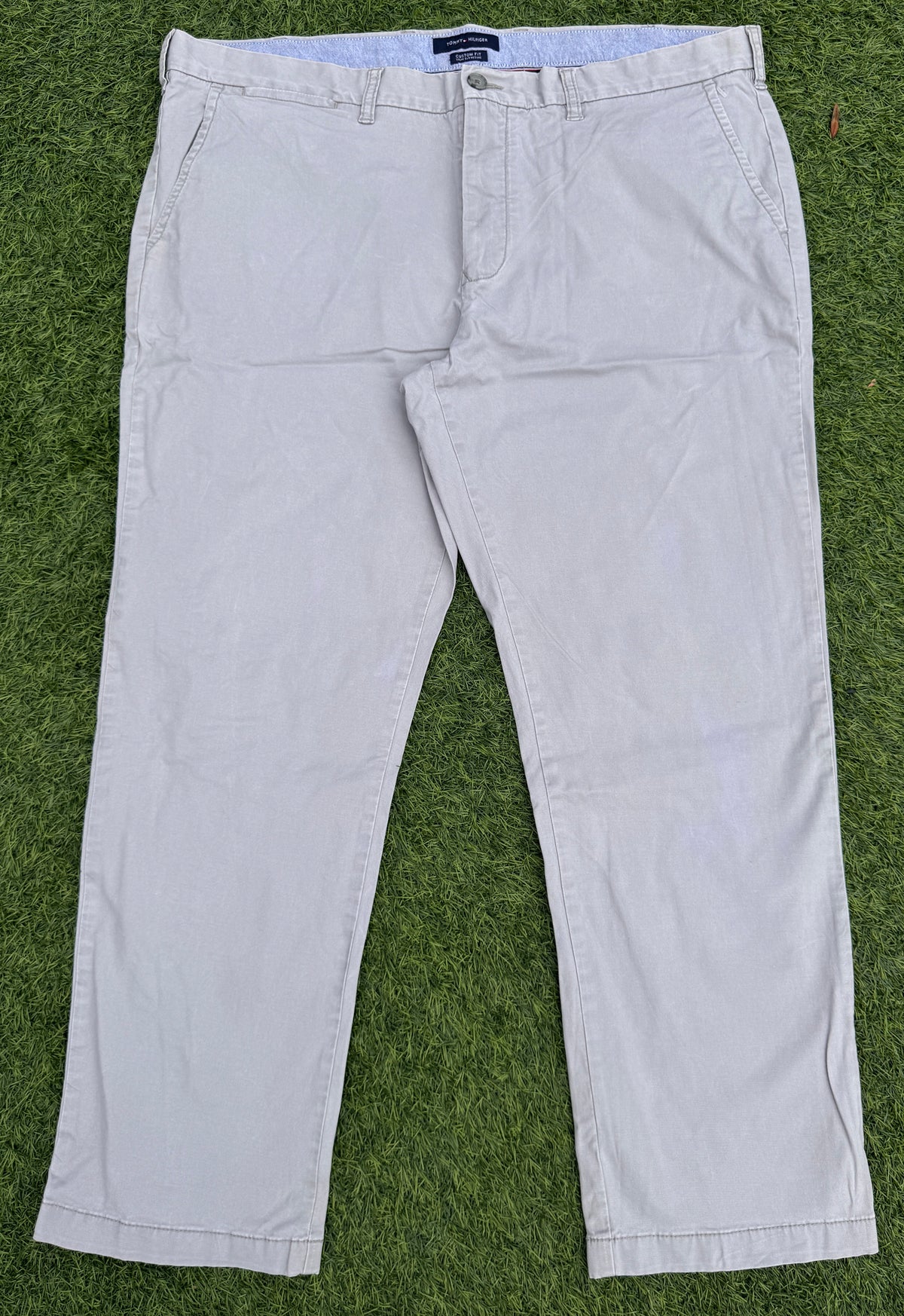 Tommy Hilfiger Mens Chino Trousers W40 L30 Grey Custom Fit Relaxed