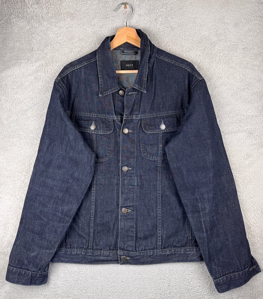 Next Womens Denim Jacket Large Dark Blue Indigo Trucker Western