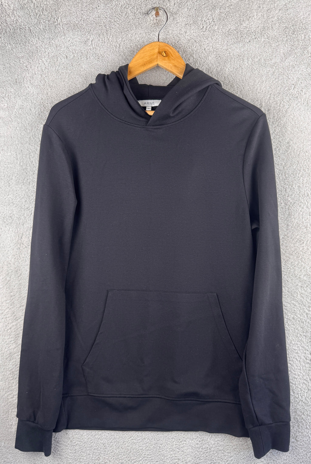 ARNE Mens Grey Essential Pullover Hoodie Sweatshirt Minimalist Size Medium