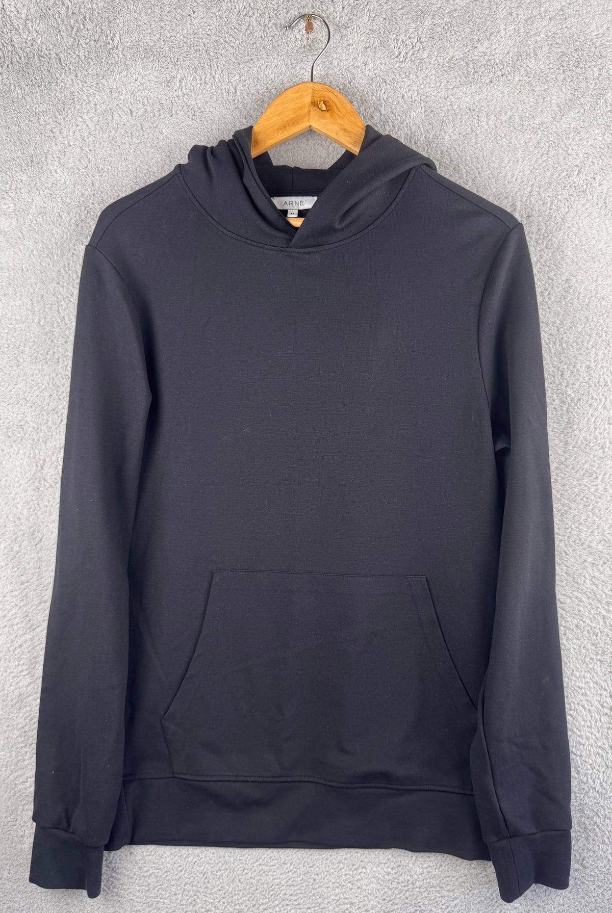 ARNE Mens Grey Essential Pullover Hoodie Sweatshirt Minimalist Size Medium