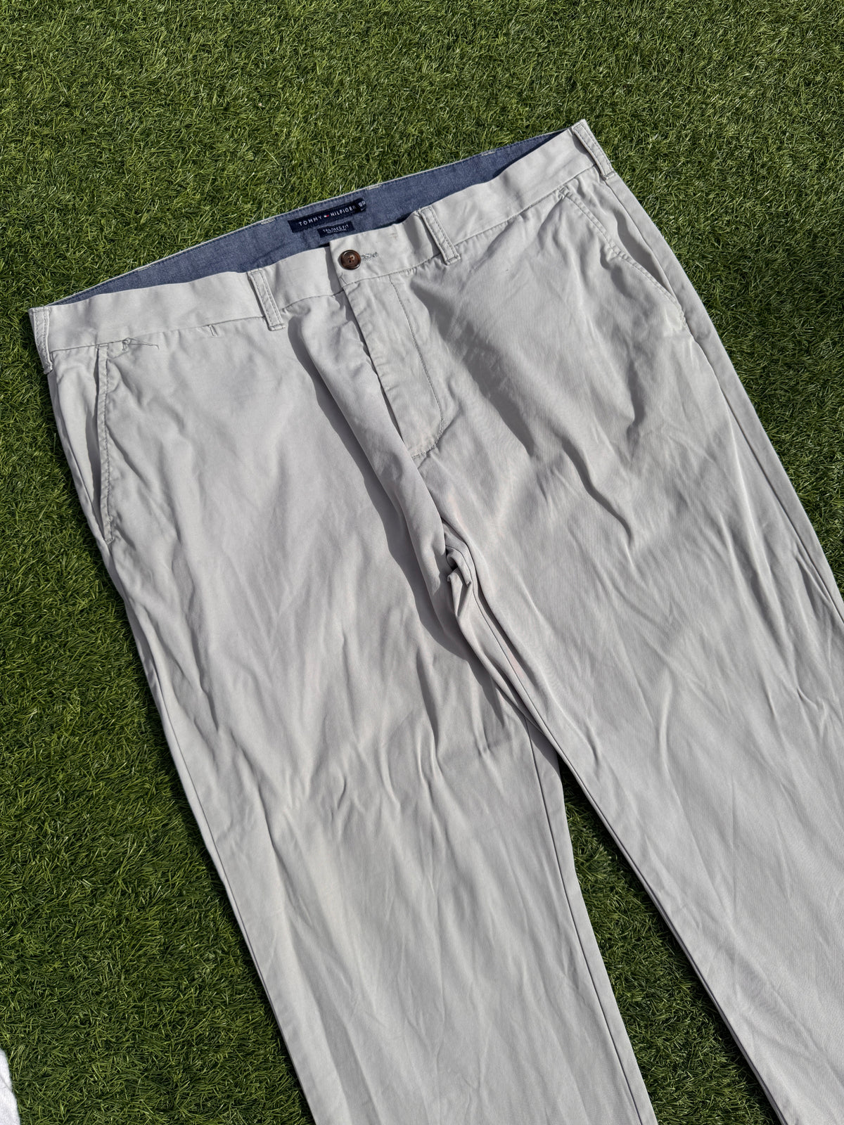 Tommy Hilfiger Mens Chino Trousers W36 L30 Beige Stone Tailored Fit