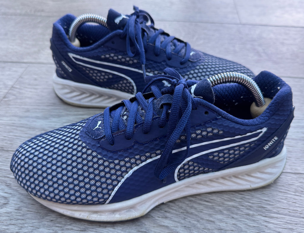 Puma Ignite Mens Running Trainers Navy Blue White UK 6.5