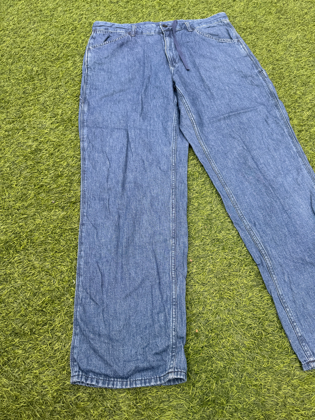 Uniqlo Blue Denim Jeans W36 L 30 Wide Straight Leg Relaxed Fit