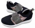 Dune London Womens Trainers Size UK 4 Black Silver Diamante Rhinestone Slip On