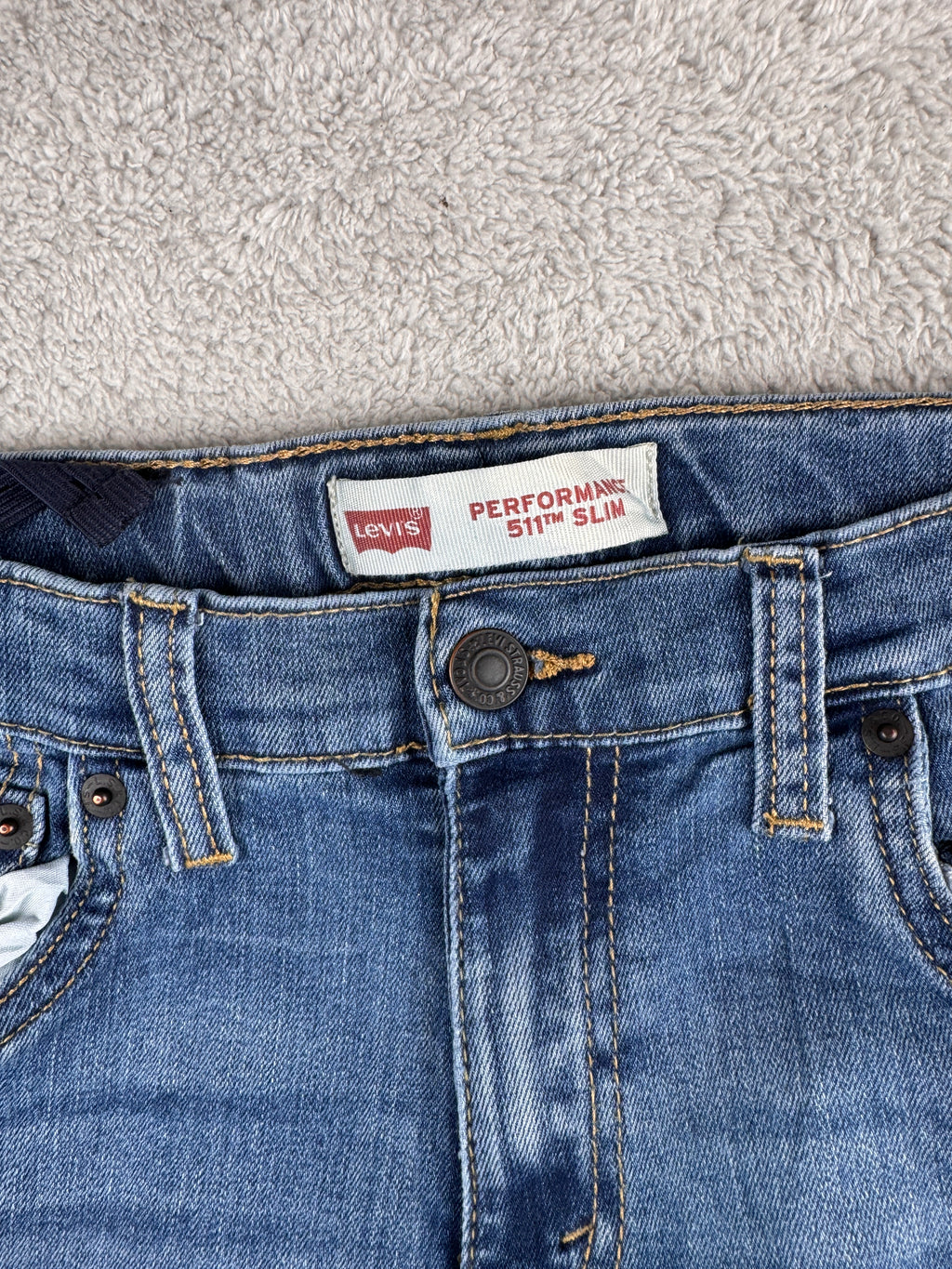 Levis 511 Performance Mens Jeans W28 L30 Blue Slim Fit Stretch Denim Distressed