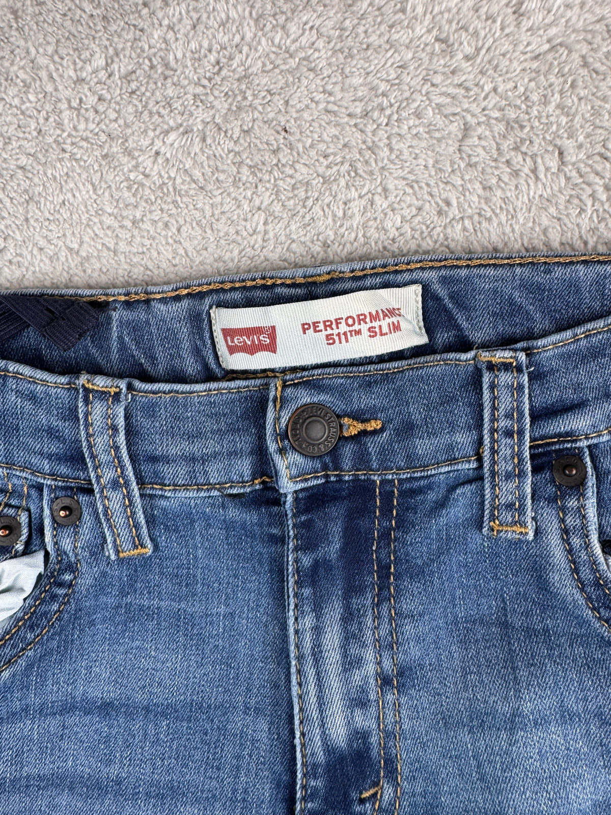 Levis 511 Performance Mens Jeans W28 L30 Blue Slim Fit Stretch Denim Distressed