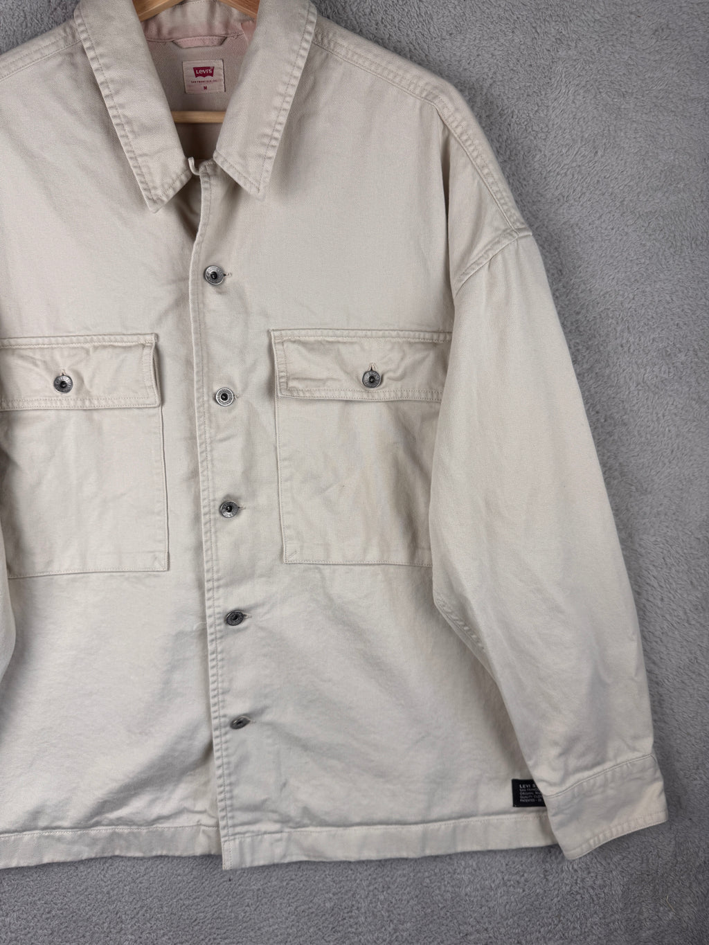 Levis Mens Medium Beige Denim Overshirt Jacket Utility Shacket