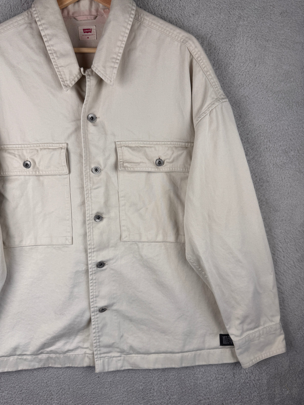 Levis Mens Medium Beige Denim Overshirt Jacket Utility Shacket