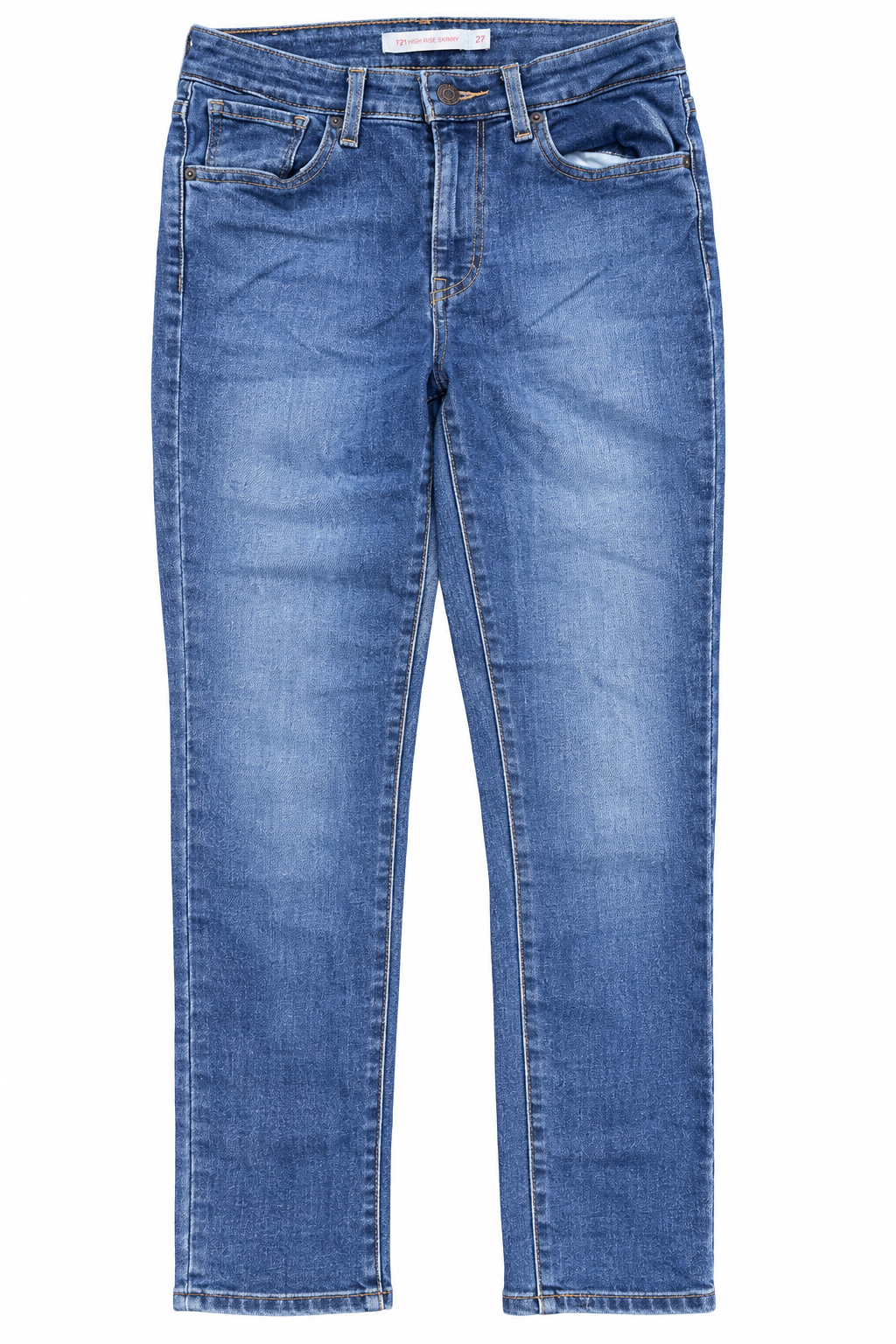 Levis 721 Womens Jeans W27 L30 Blue Denim High Rise Skinny Stretch