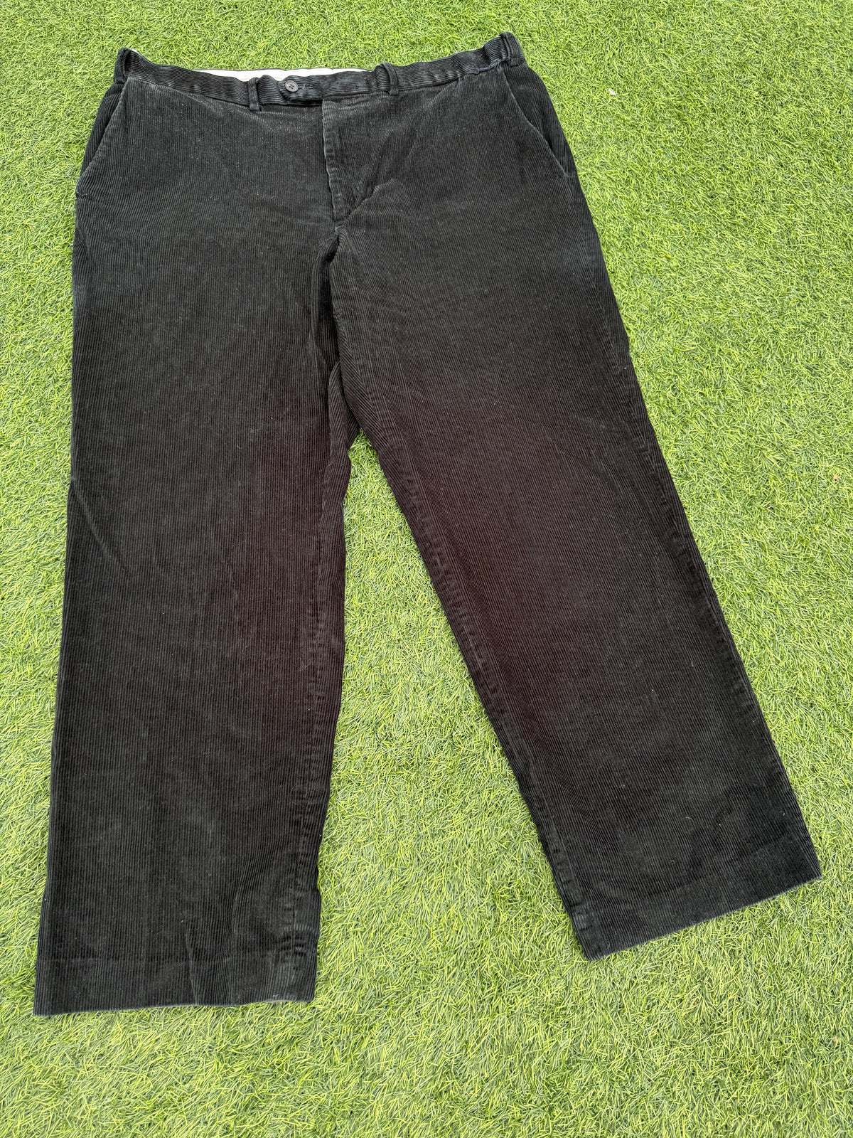 M&S Luxury Corduroy Trousers Mens W40 L31 Black Straight Leg Cord