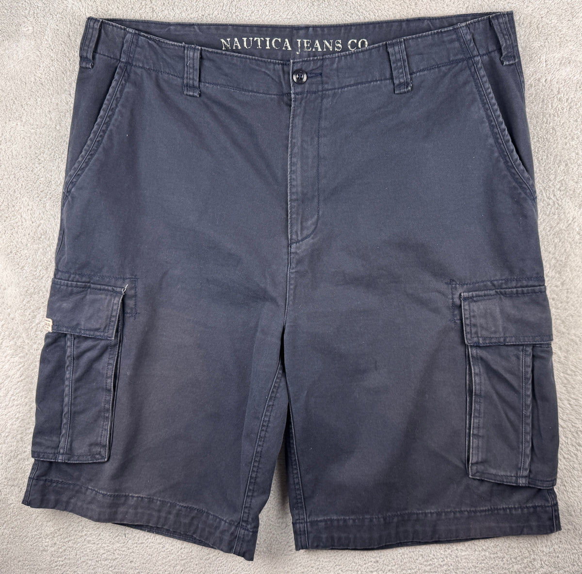 Nautica Jeans Co Mens Cargo Shorts W40 Navy Blue Cotton Utility Combat