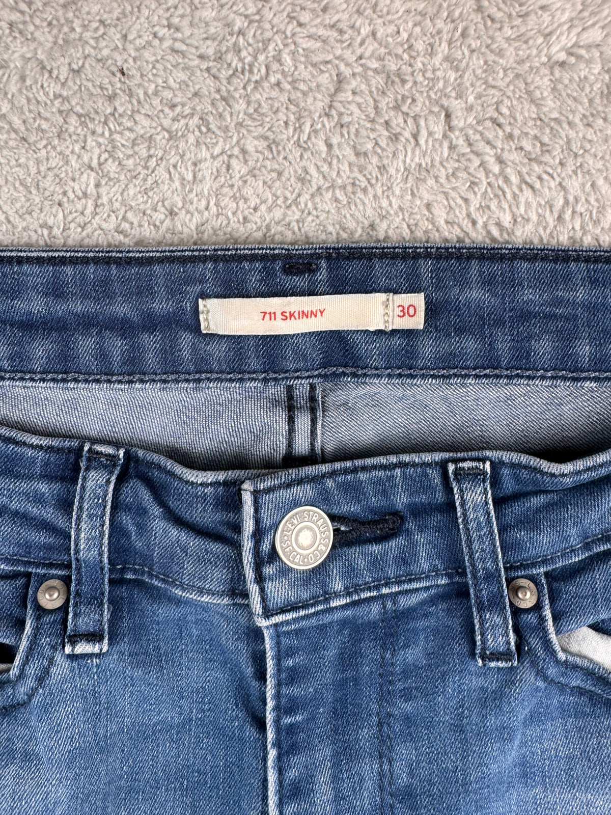 Levis 711 Skinny Womens Jeans W30 L 28 Blue Stretch Denim Slim Fit