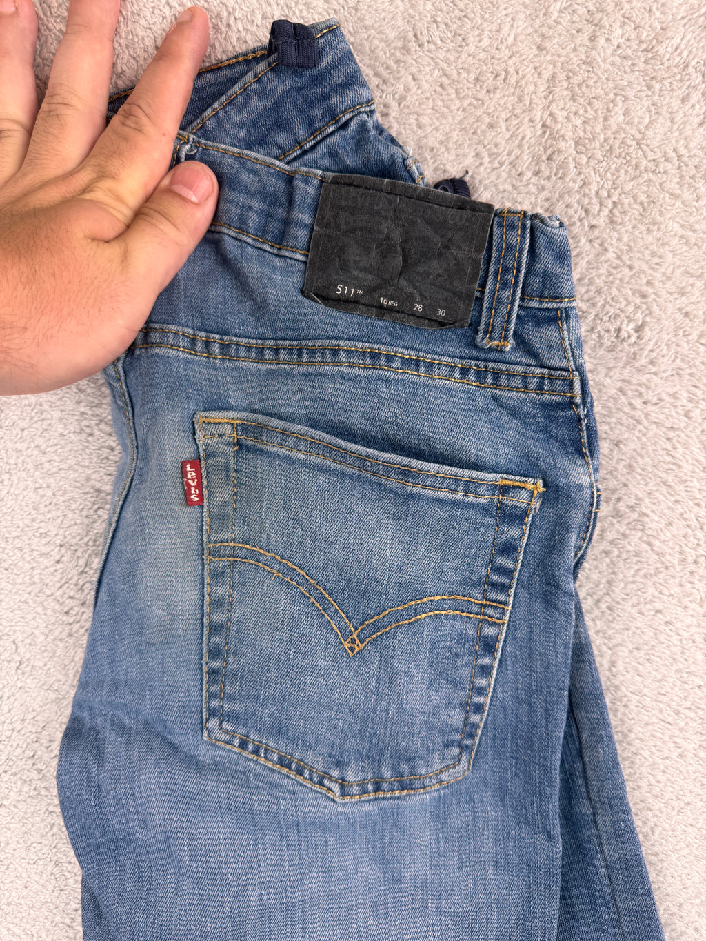 Levis 511 Performance Mens Jeans W28 L30 Blue Slim Fit Stretch Denim Distressed