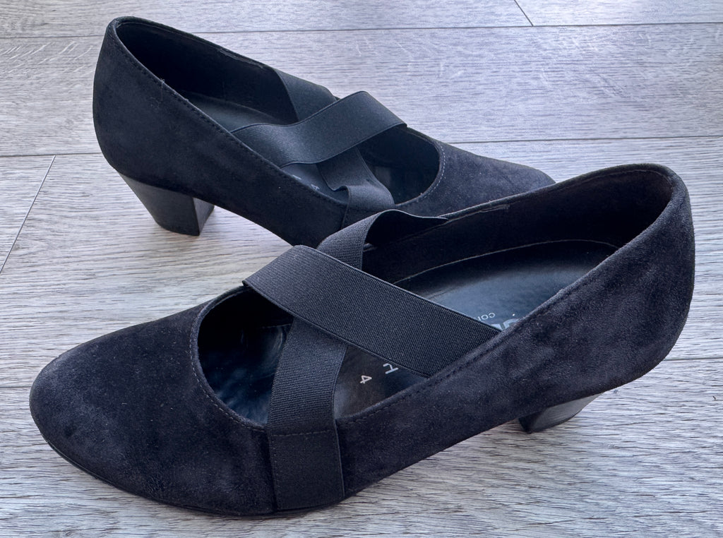 Gabor Womens Black Mary Jane Court Shoes UK 4 Crossover Strap Low Heel