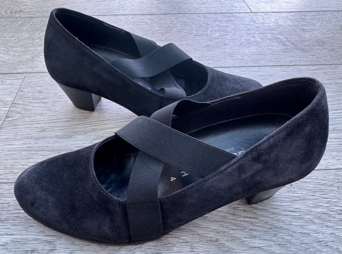 Gabor Womens Black Mary Jane Court Shoes UK 4 Crossover Strap Low Heel