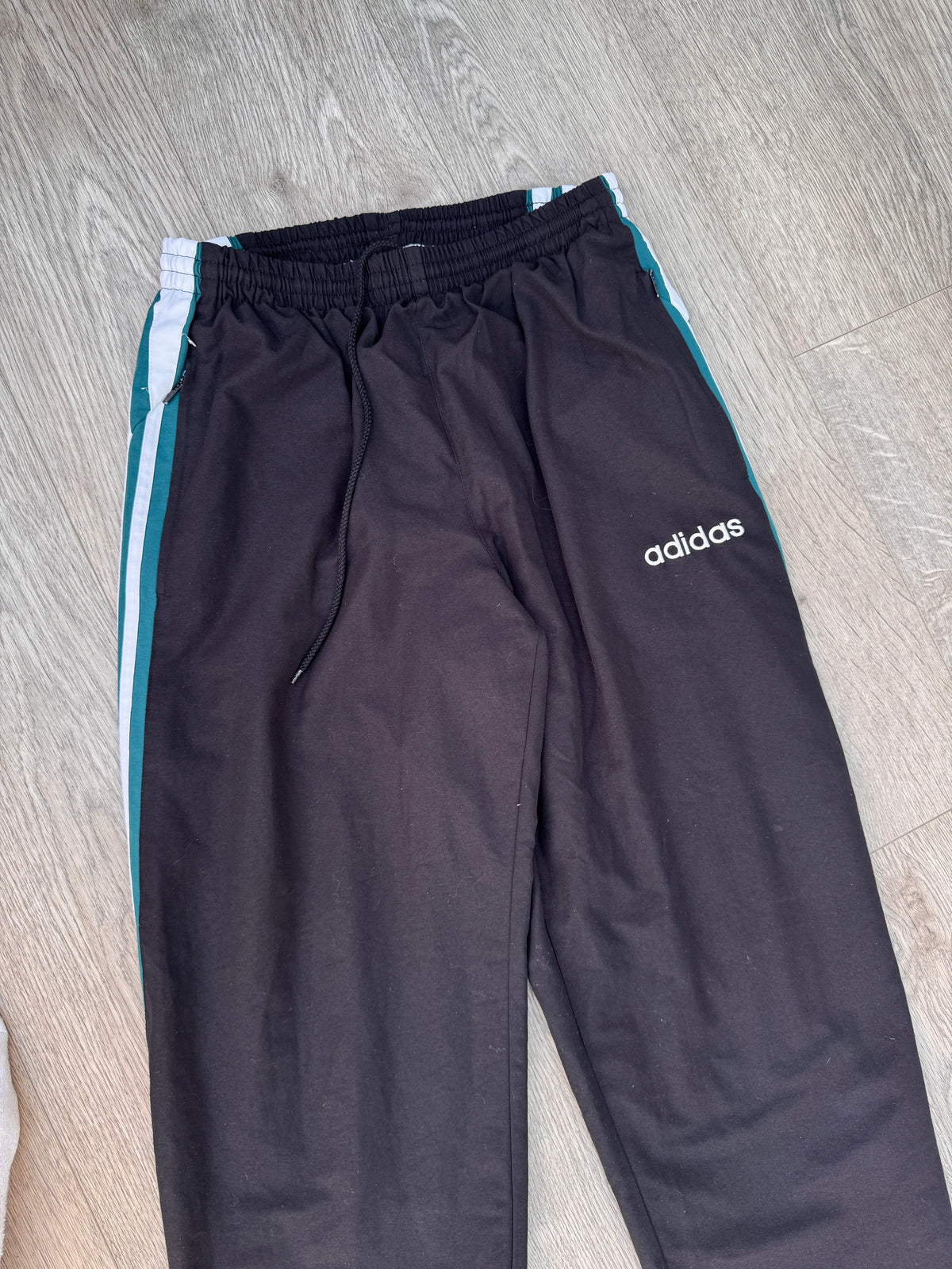 Vintage Adidas 80s 90s Track Pants Black Joggers Retro Spellout Size Medium