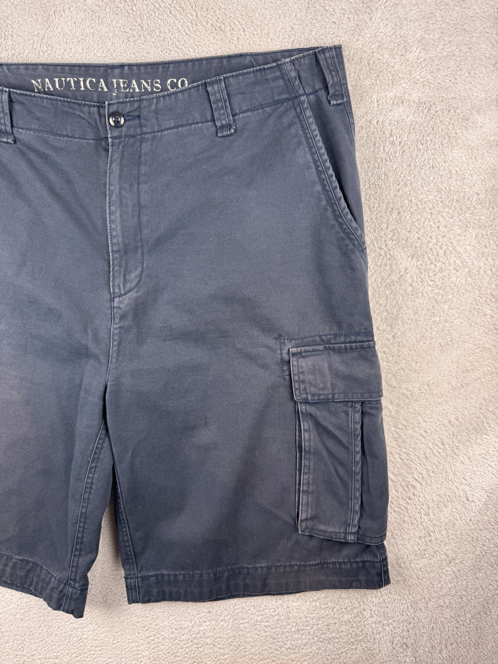 Nautica Jeans Co Mens Cargo Shorts W40 Navy Blue Cotton Utility Combat