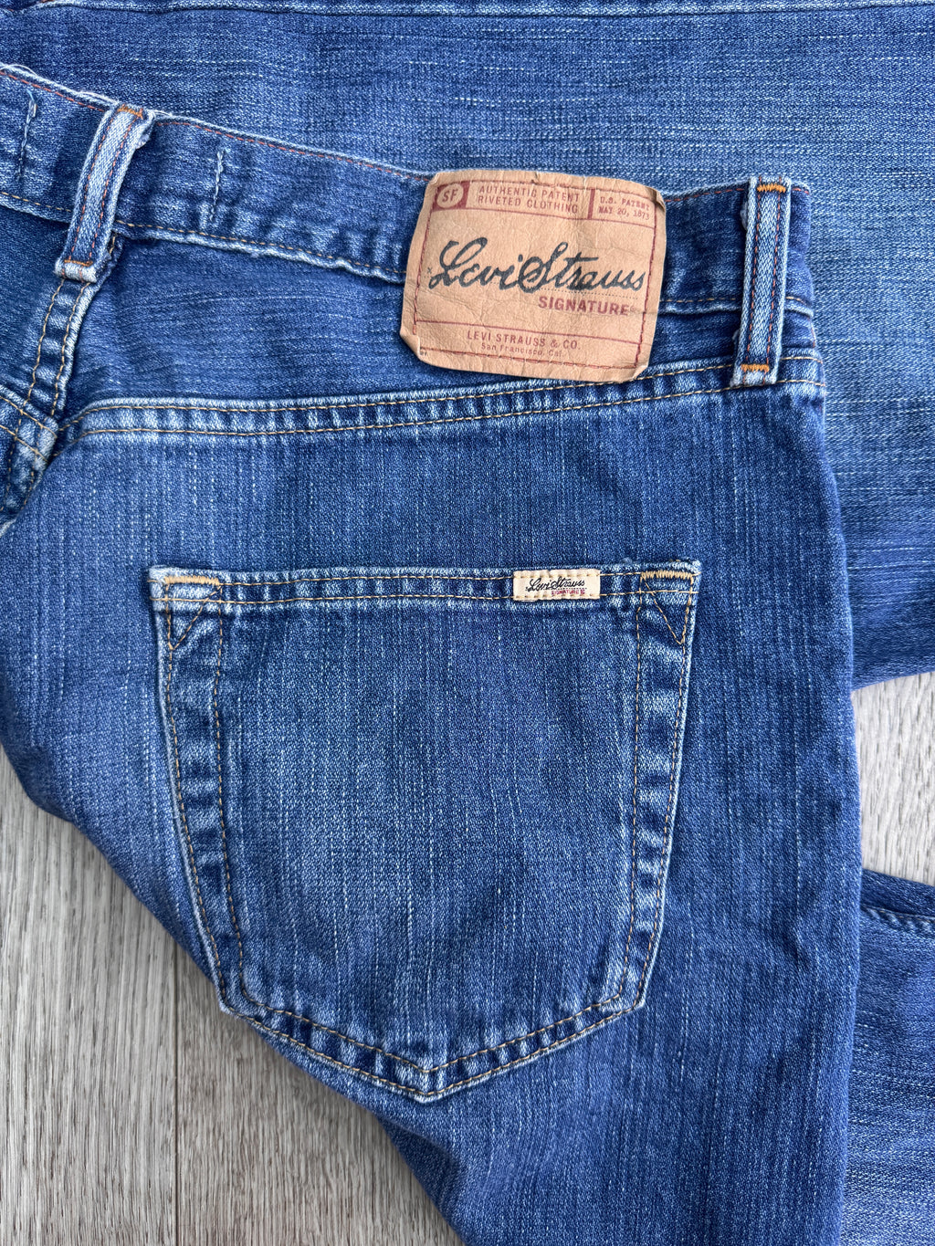 Levi Strauss Signature Mens Jeans W34 L32 Blue Denim Straight Leg Faded