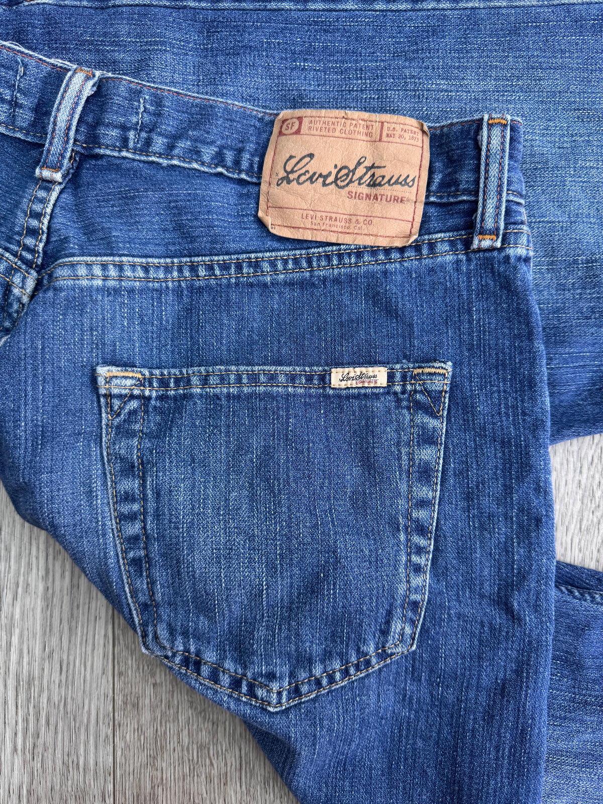 Levi Strauss Signature Mens Jeans W34 L32 Blue Denim Straight Leg Faded