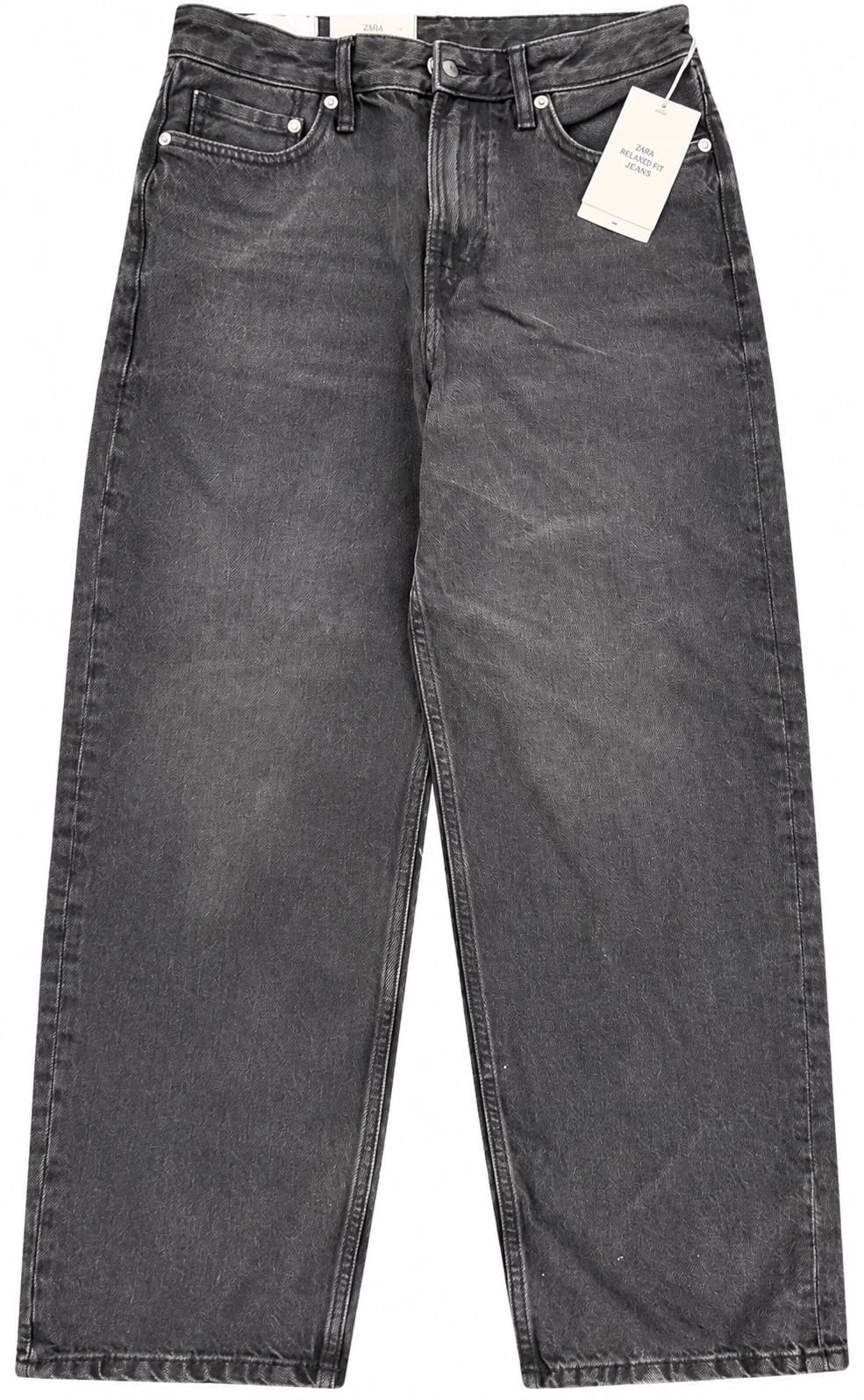 H&M Womens Loose Fit Jeans W28 L32 Washed Black Grey Baggy Wide Leg