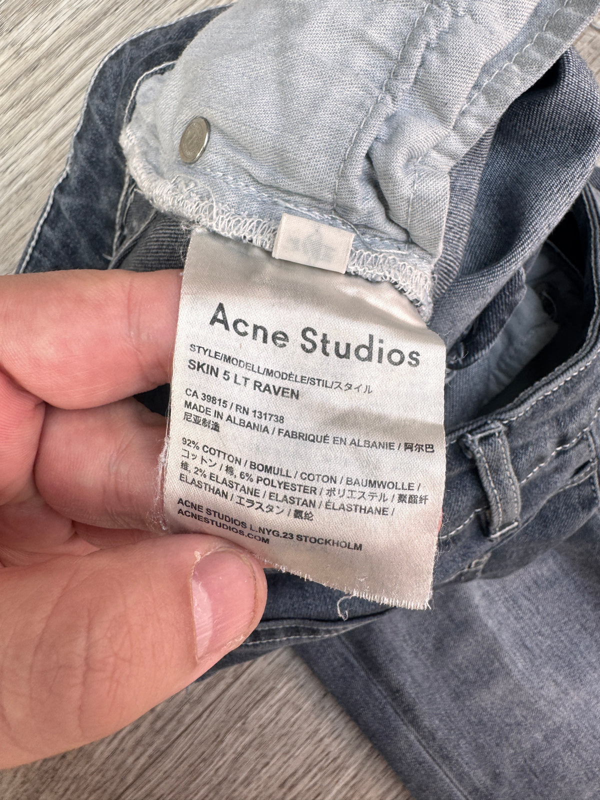 Acne Studios Womens Skin 5 LT Raven Jeans W27 L32 Grey Skinny