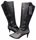 M&S Autograph Womens Black Leather Suede Knee High Boots UK 7.5