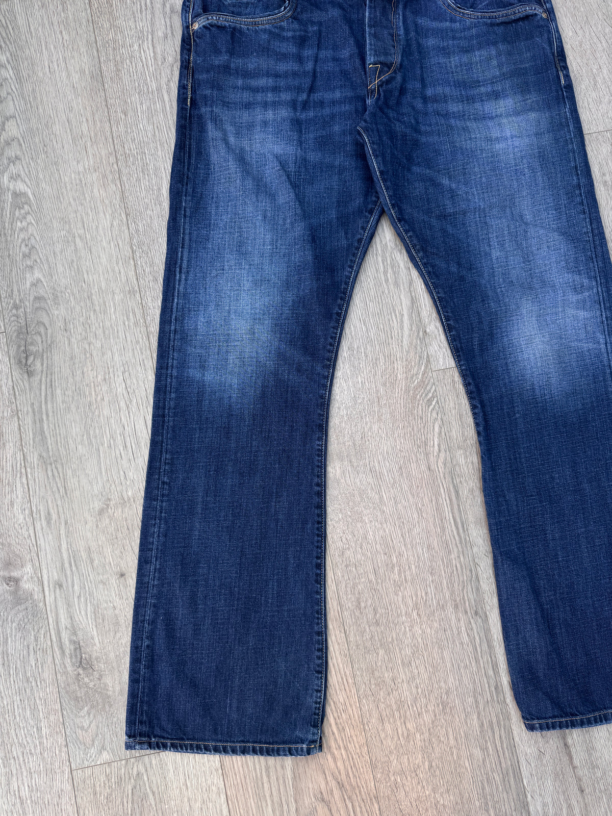 Replay Jimi M923 Jeans Mens W38 L34 Blue Denim Distressed Bootcut Y2K