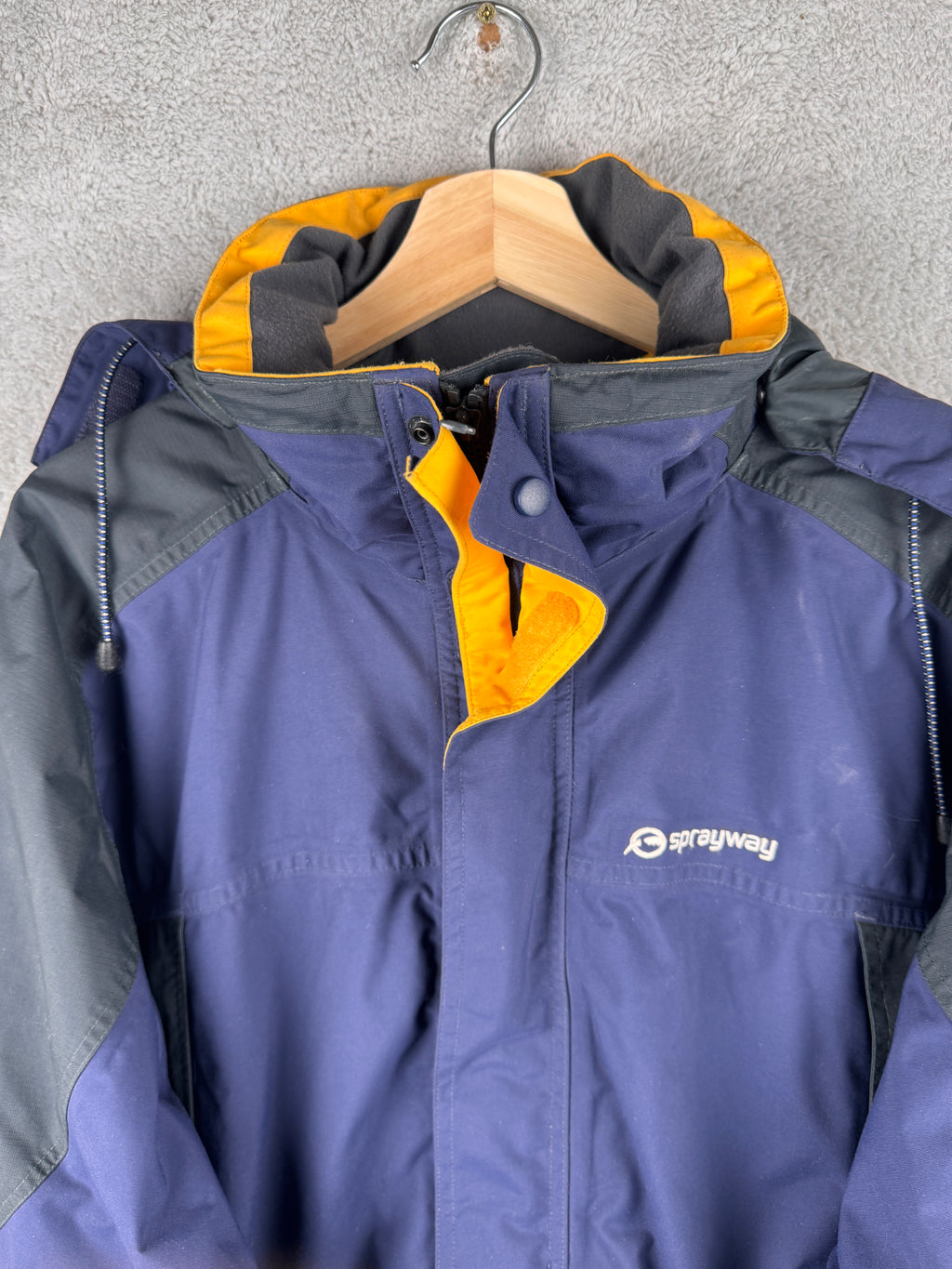 Sprayway Mens Medium Waterproof Jacket Navy Blue Hooded Outdoor Coat