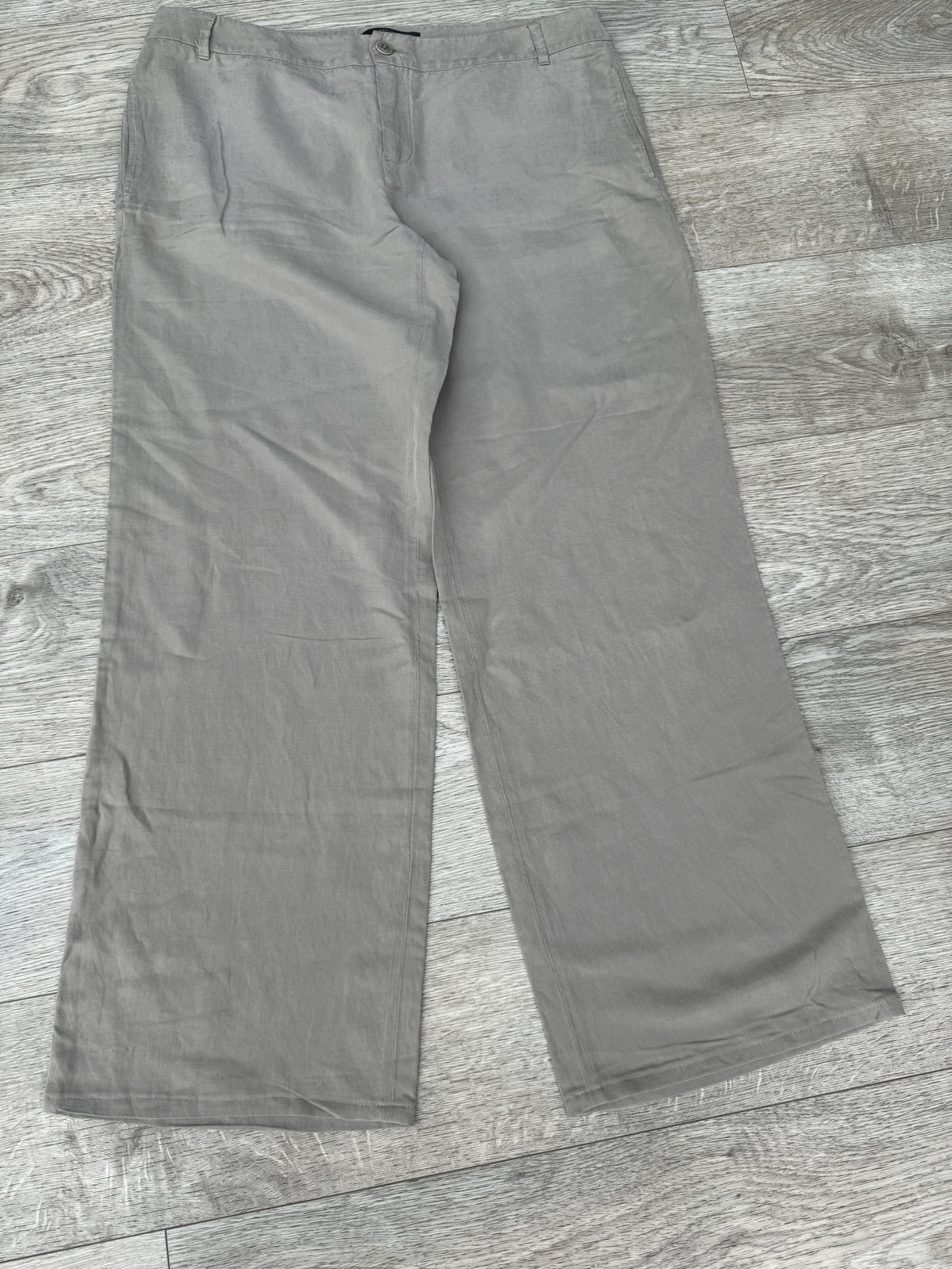 Max Mara Weekend Womens Trousers UK 16 Grey Silk Linen Wide Leg Smart