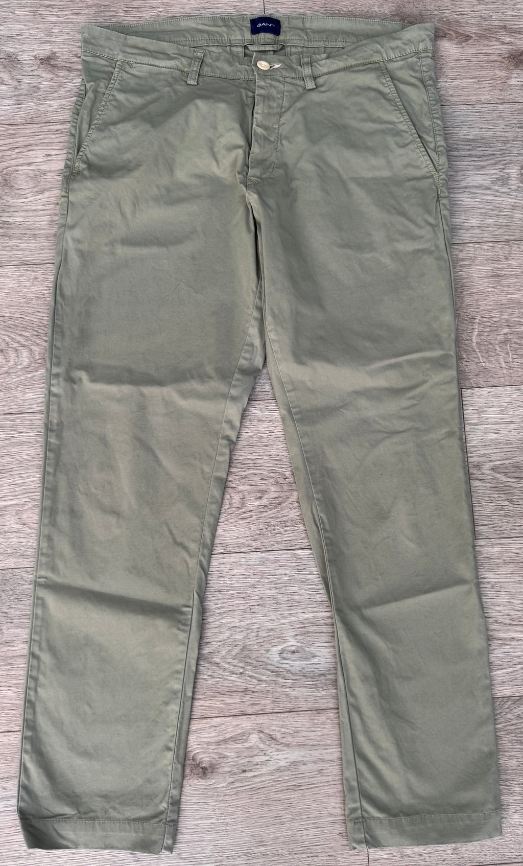 GANT Mens Chino Trousers W34 L32 Slim Fit Olive Green Khaki Cotton