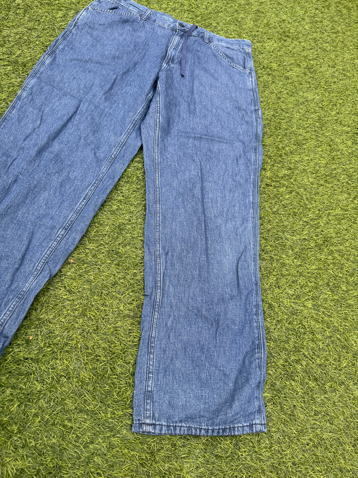 Uniqlo Blue Denim Jeans W36 L 30 Wide Straight Leg Relaxed Fit