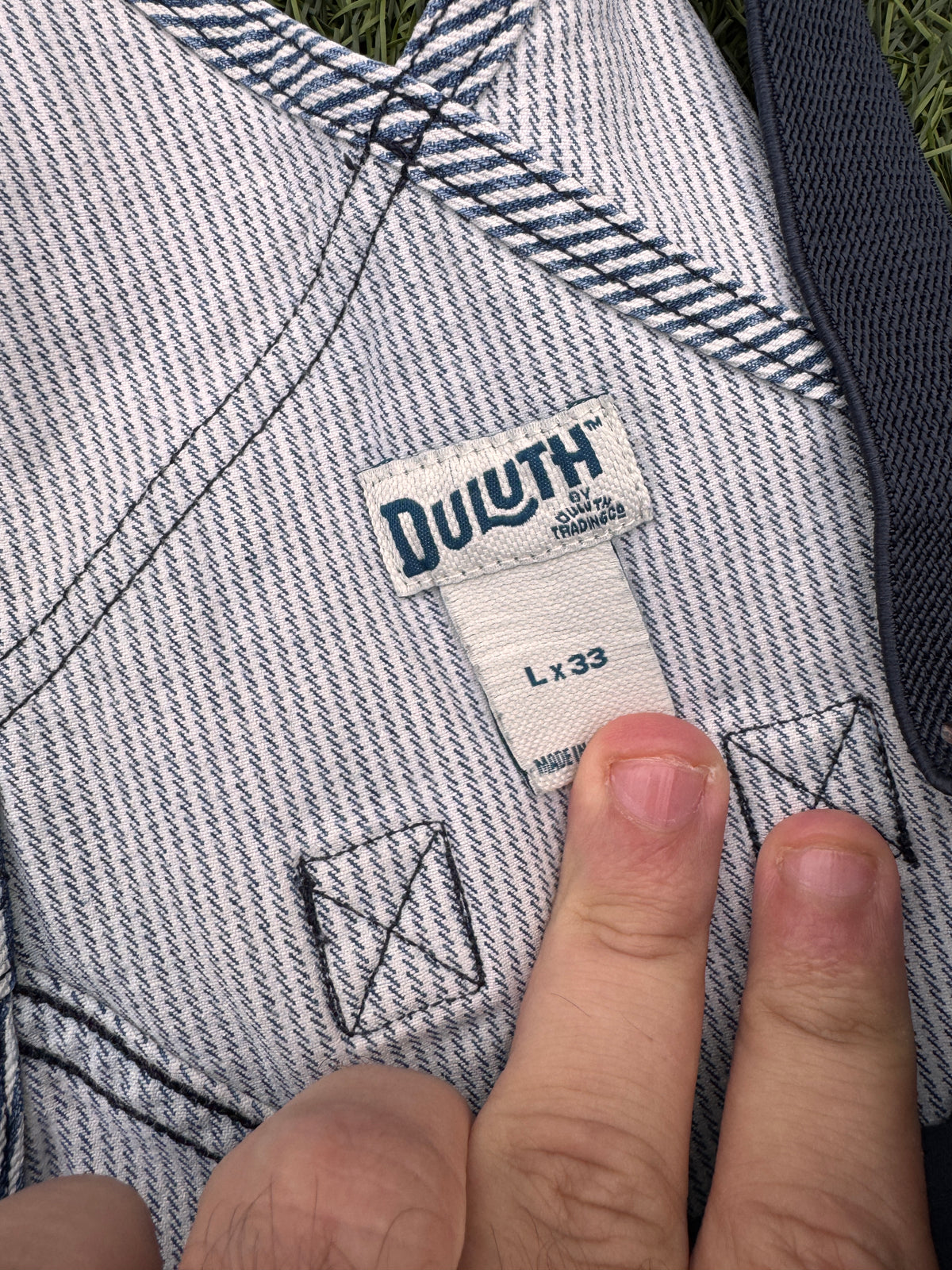 Duluth Trading Co L x 33 Hickory Stripe Bib Overalls Workwear Dungarees