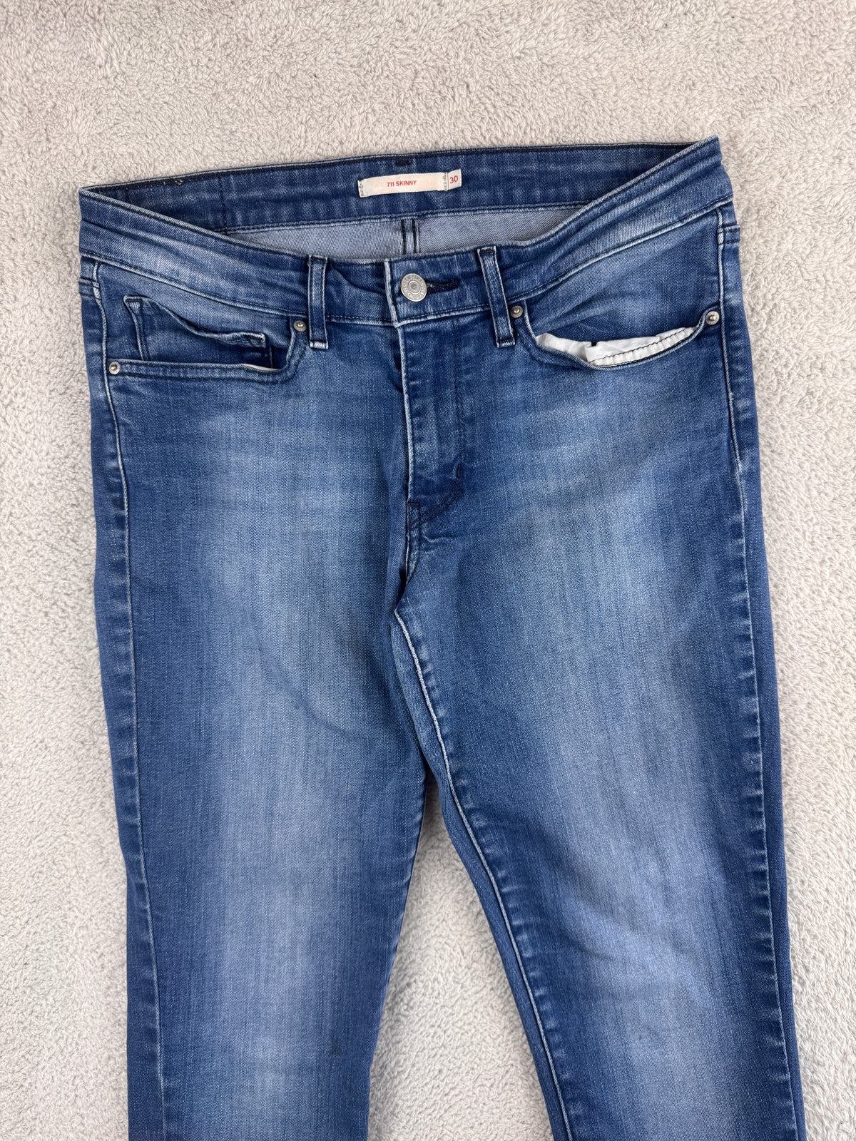 Levis 711 Skinny Womens Jeans W30 L 28 Blue Stretch Denim Slim Fit