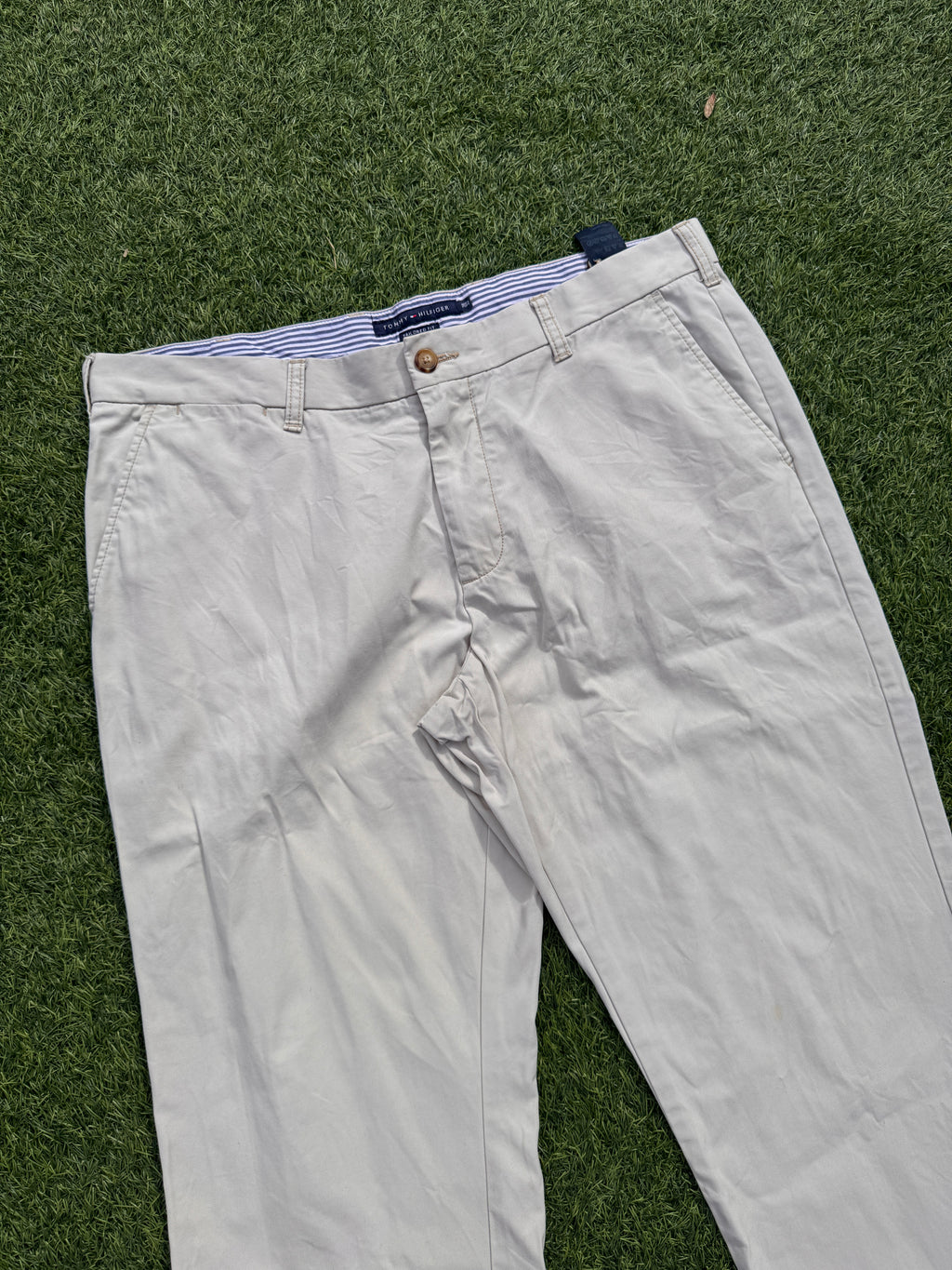 Tommy Hilfiger Mens Chino Trousers W38 L32 Beige Tailored Fit