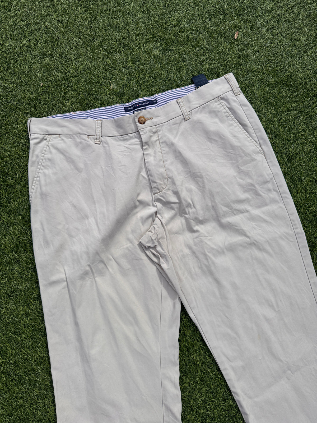 Tommy Hilfiger Mens Chino Trousers W38 L32 Beige Tailored Fit