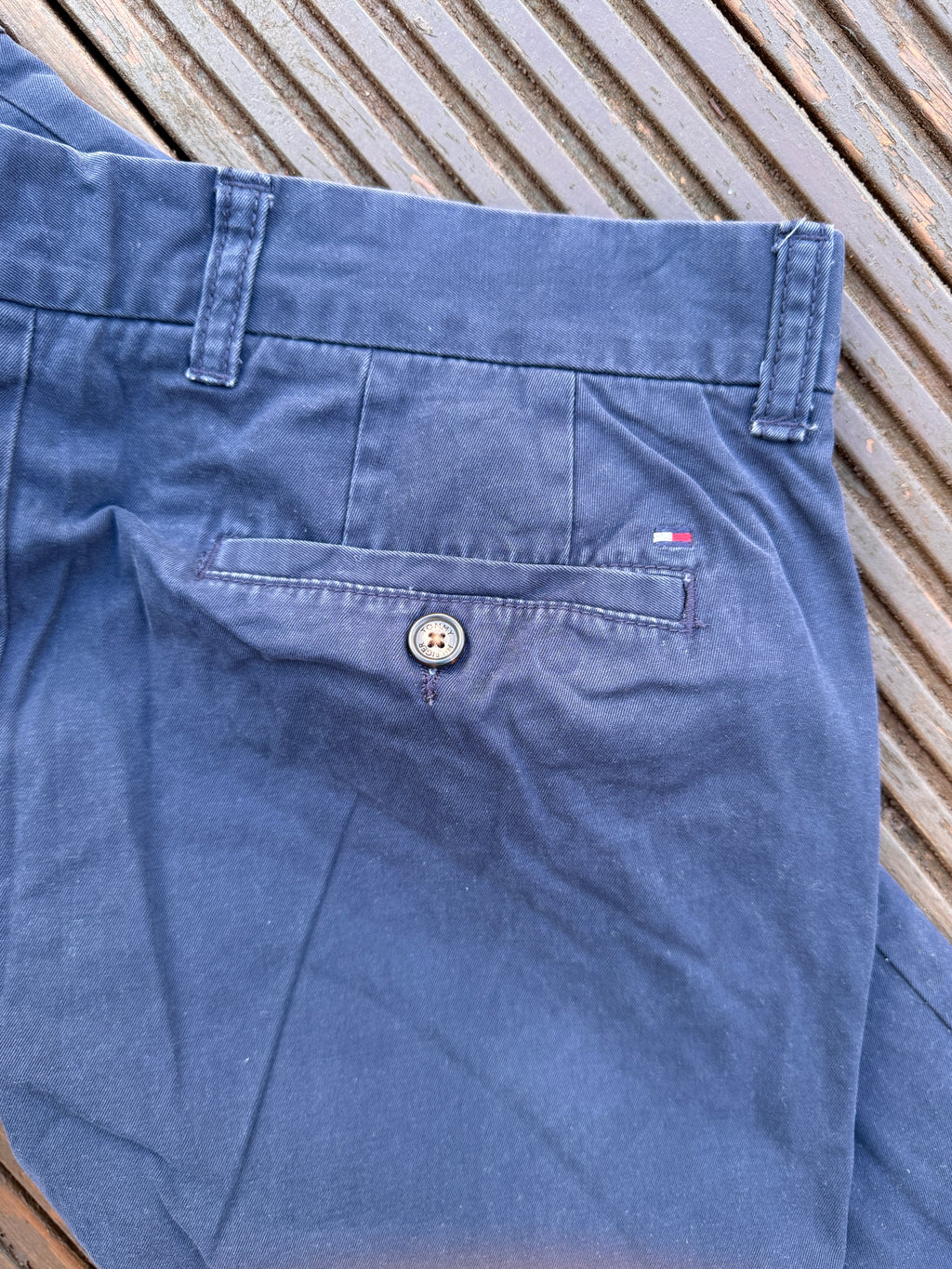 Tommy Hilfiger Mens Chino Trousers W32 L30 Navy Blue Tailored Fit