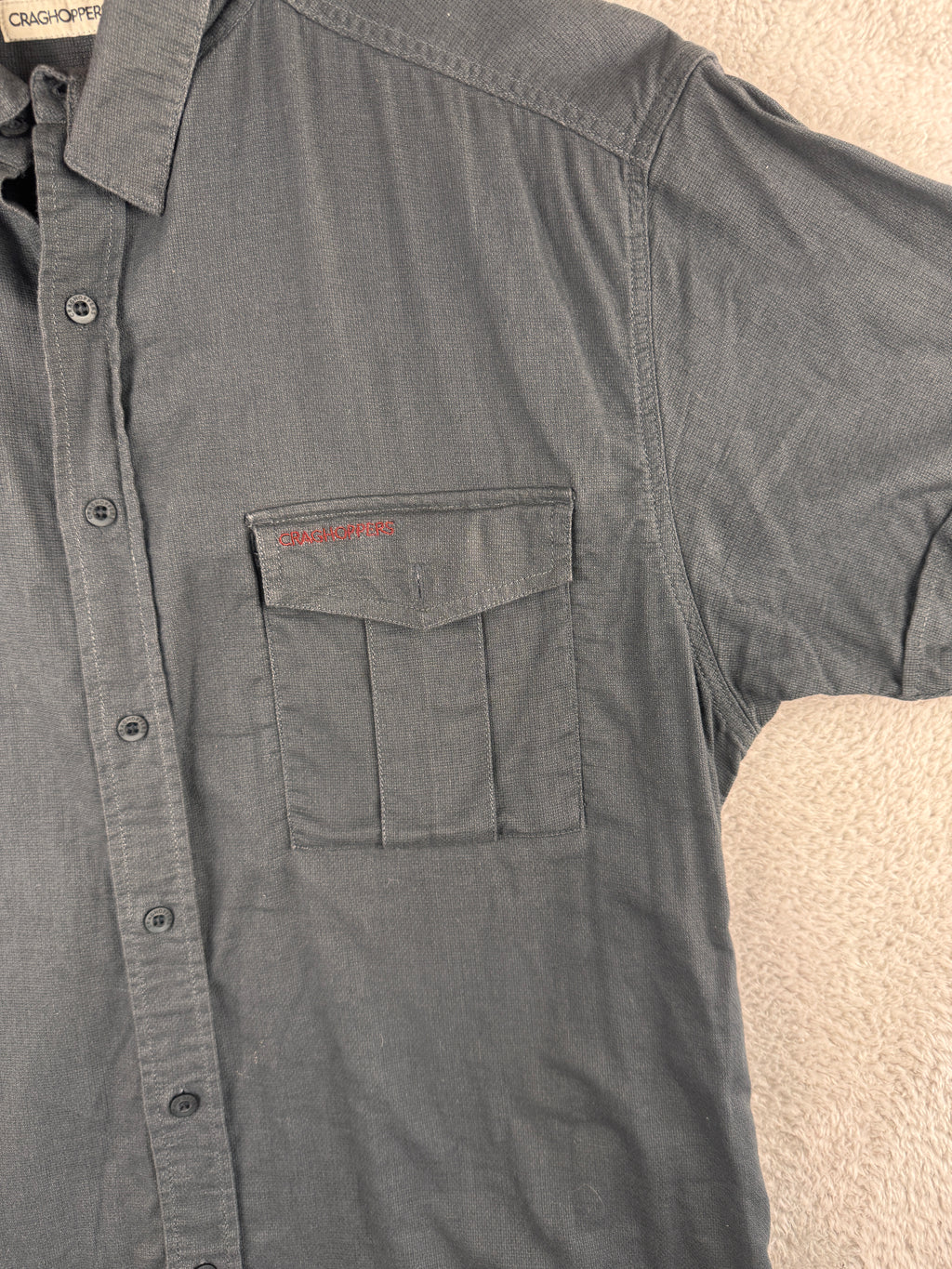 Craghoppers Mens Short Sleeve Shirt Size Medium Navy SolarDry Outdoor Hiking