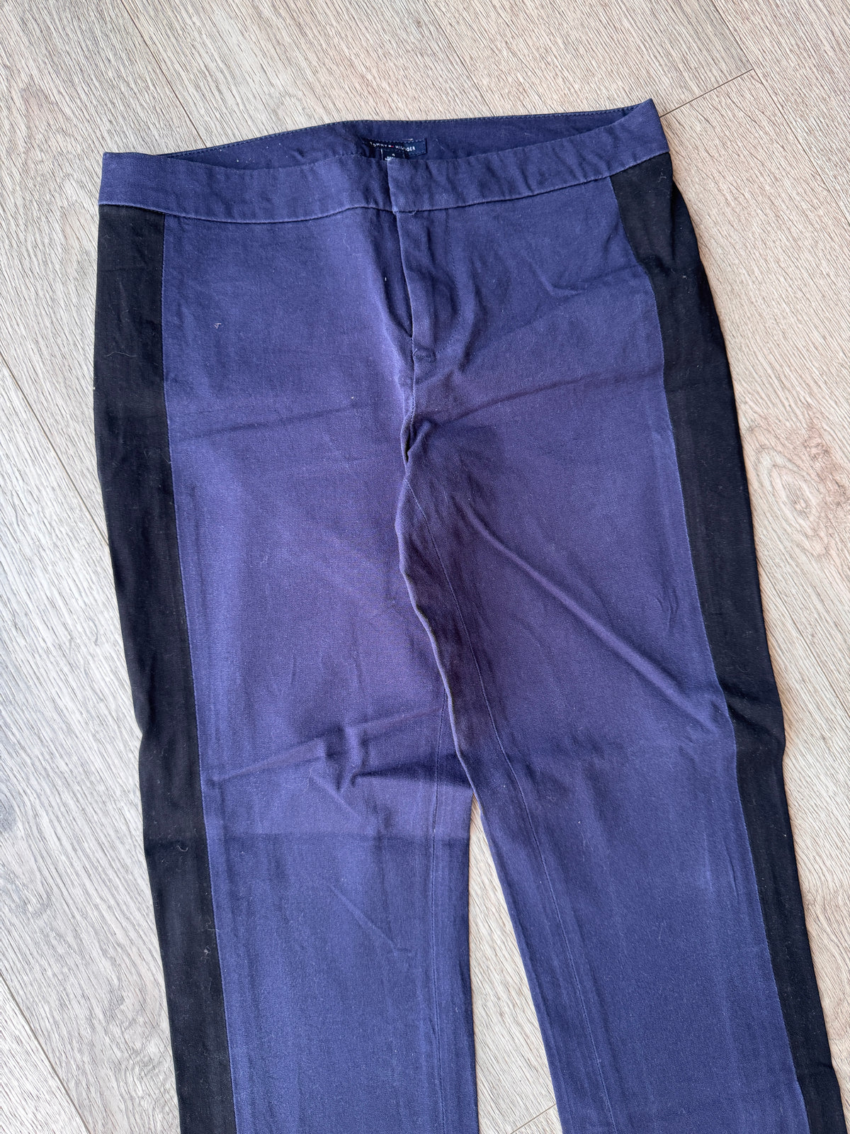 Tommy Hilfiger Womens Trousers Size 4 Navy Blue Black Stripe W 30 L 28