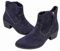 Oliver Bonas Womens Navy Suede Leather Ankle Boots Studded Western Zip UK 5
