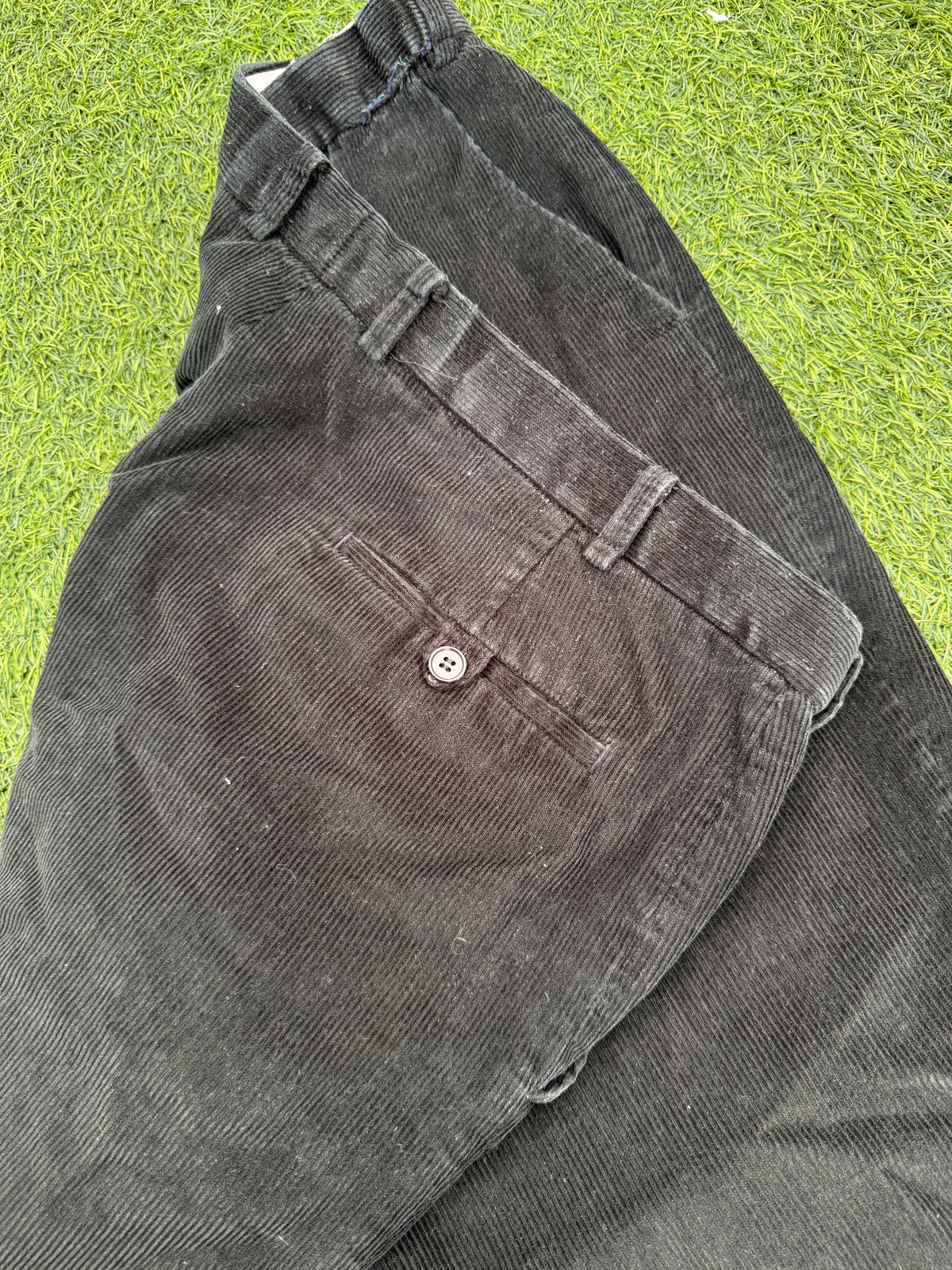 M&S Luxury Corduroy Trousers Mens W40 L31 Black Straight Leg Cord
