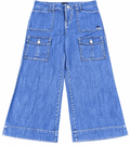 Banana Moon Womens Jeans Size 40 Blue Denim Cargo Wide Leg Y2K Cropped