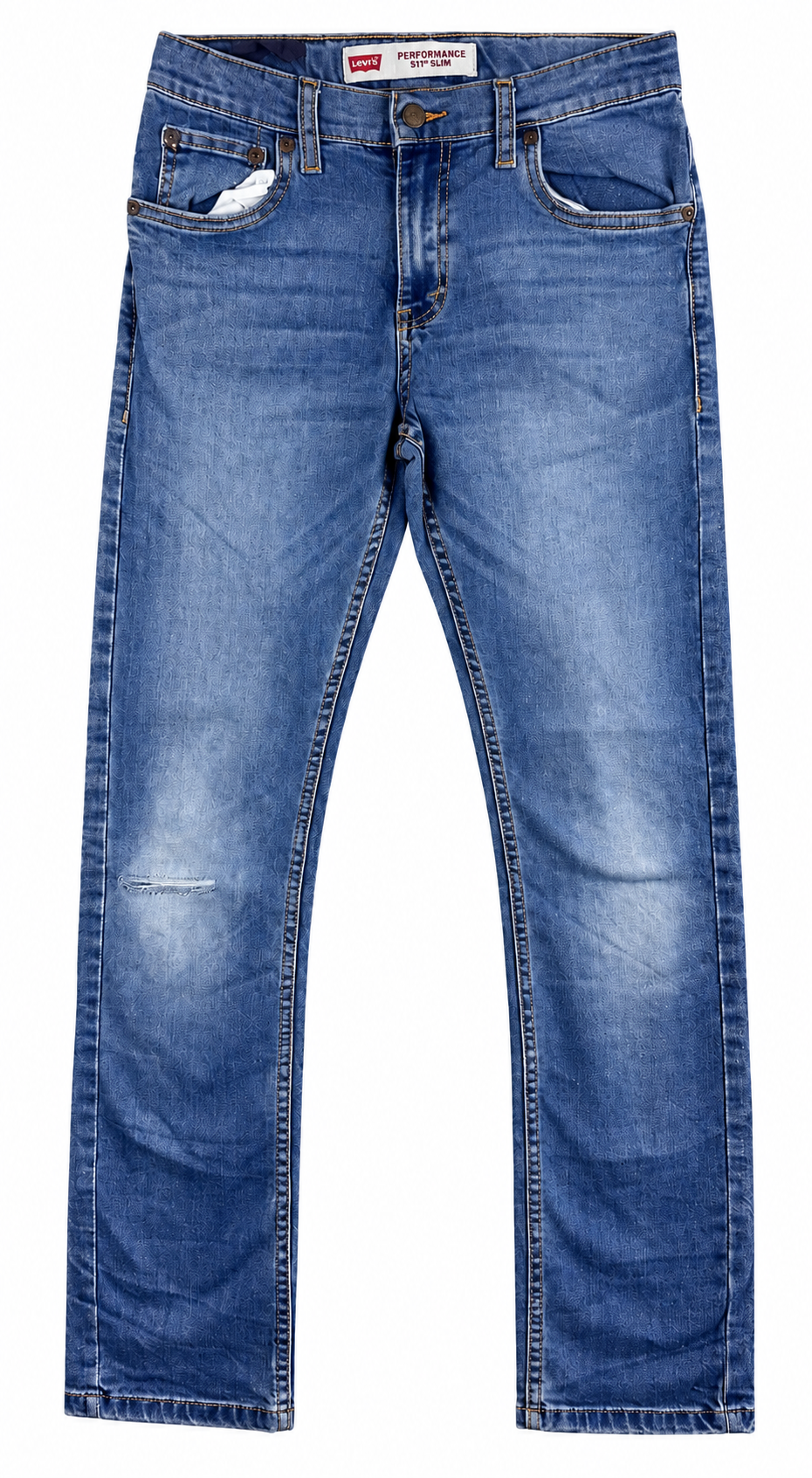 Levis 511 Performance Mens Jeans W28 L30 Blue Slim Fit Stretch Denim Distressed