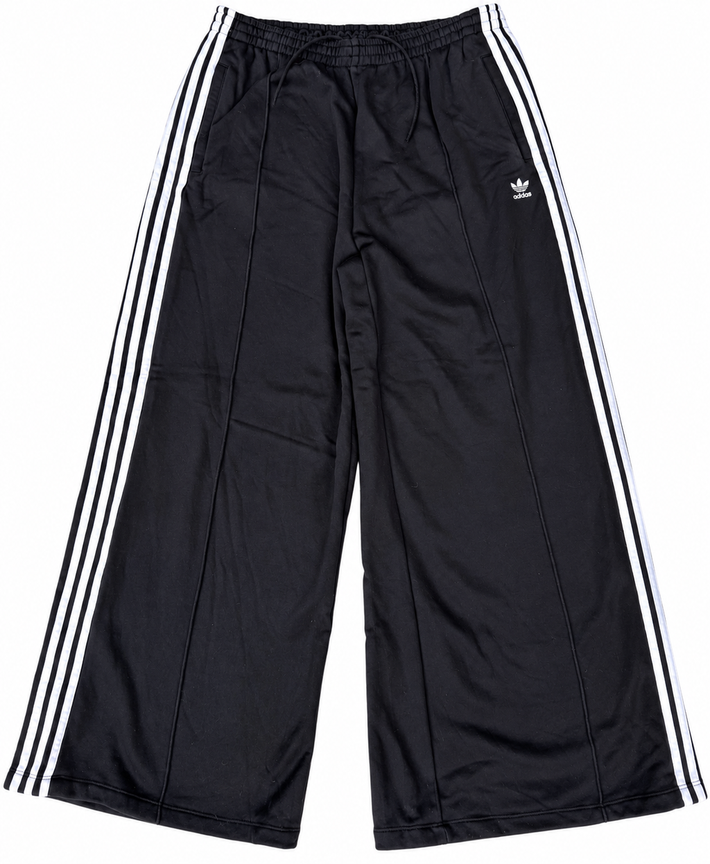 Adidas Originals Womens XL Black White 3 Stripe Wide Leg Track Pants Joggers