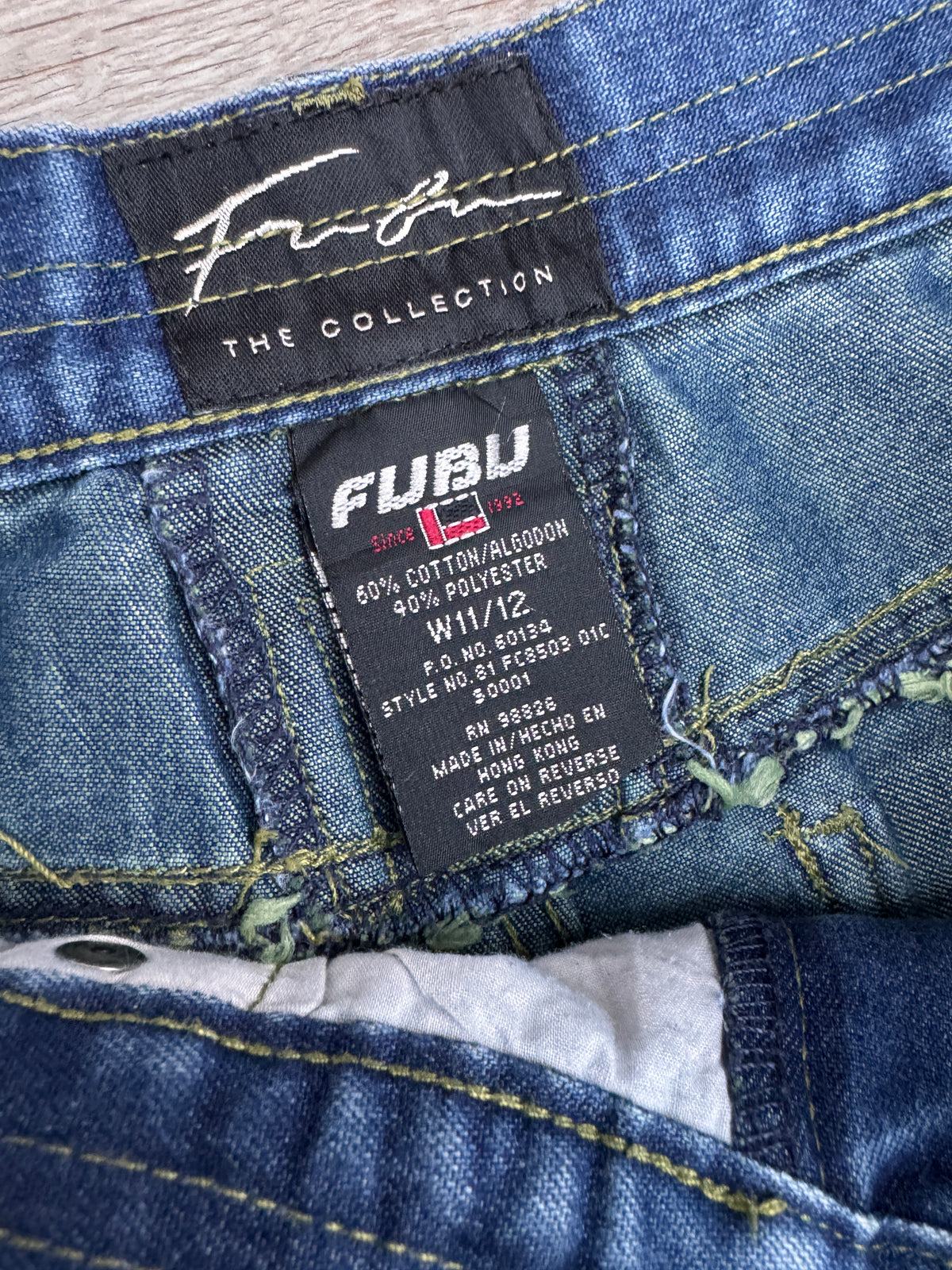Vintage FUBU The Collection Jeans W 30 L 30 Blue Denim Flared Y2K 90s Hip Hop