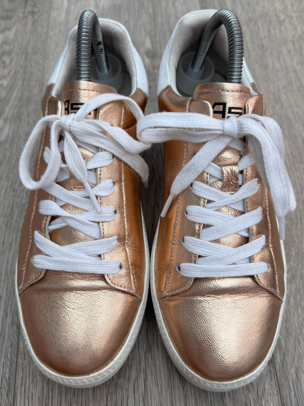 ASH Womens Rose Gold Leather Platform Trainers Chunky Sneakers UK 5