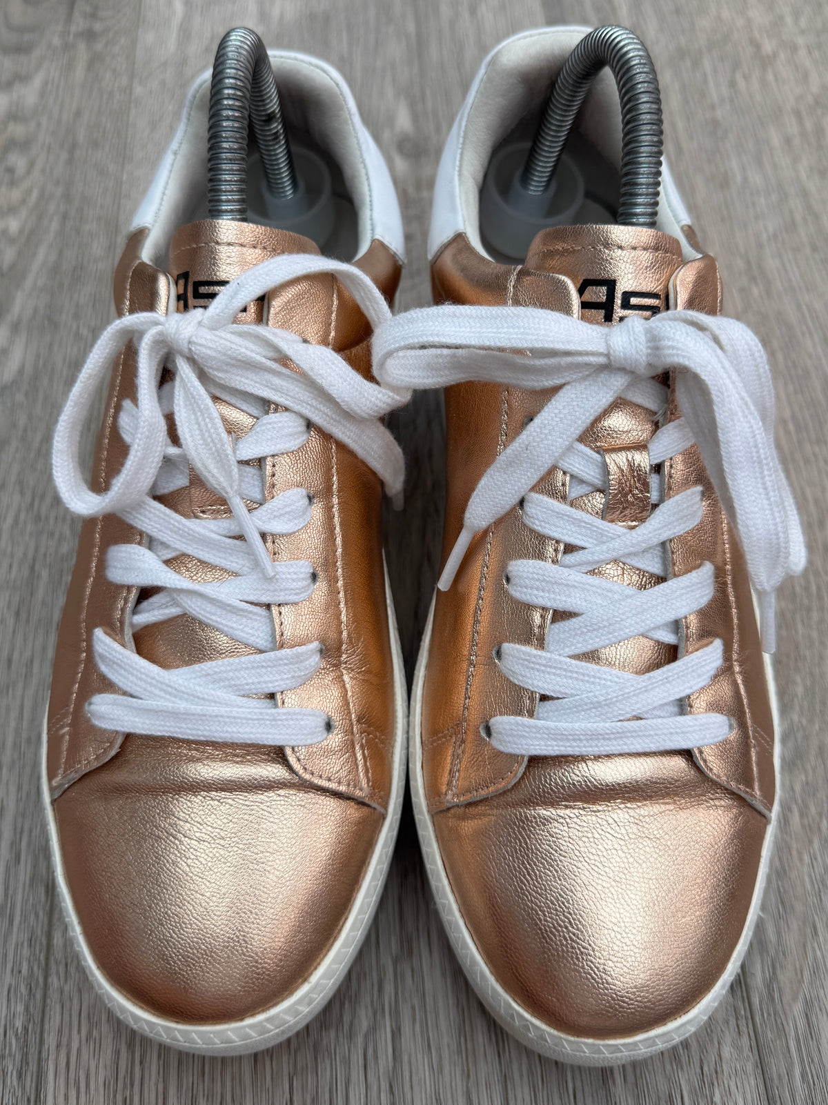 ASH Womens Rose Gold Leather Platform Trainers Chunky Sneakers UK 5