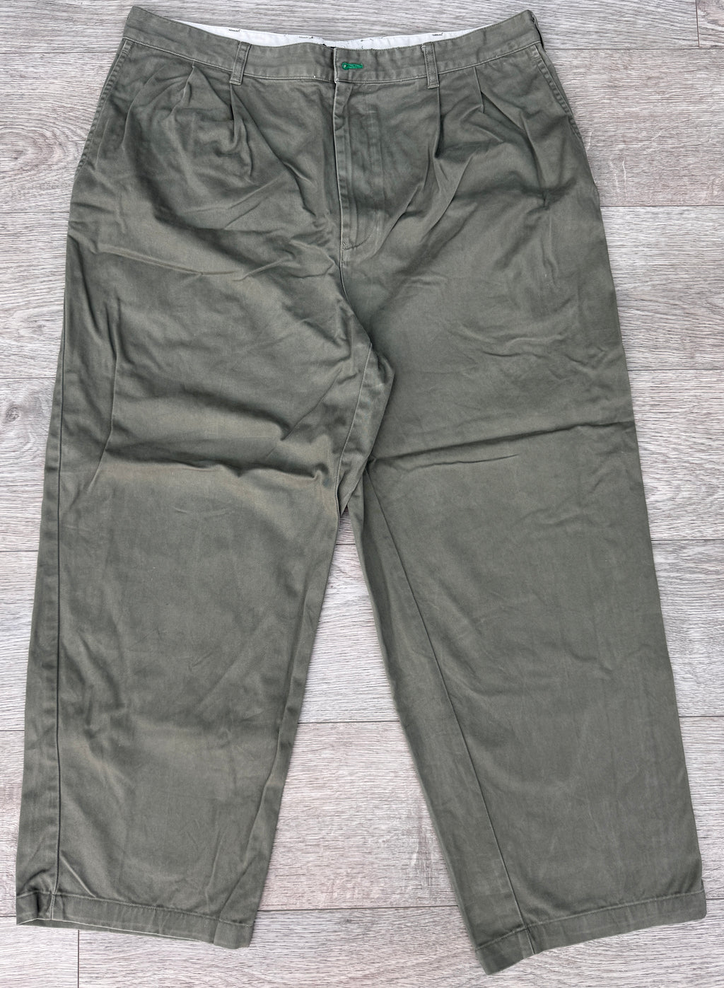Tommy Hilfiger Vintage Mens Chinos W38 L28 Green Pleated Crest 100% Cotton